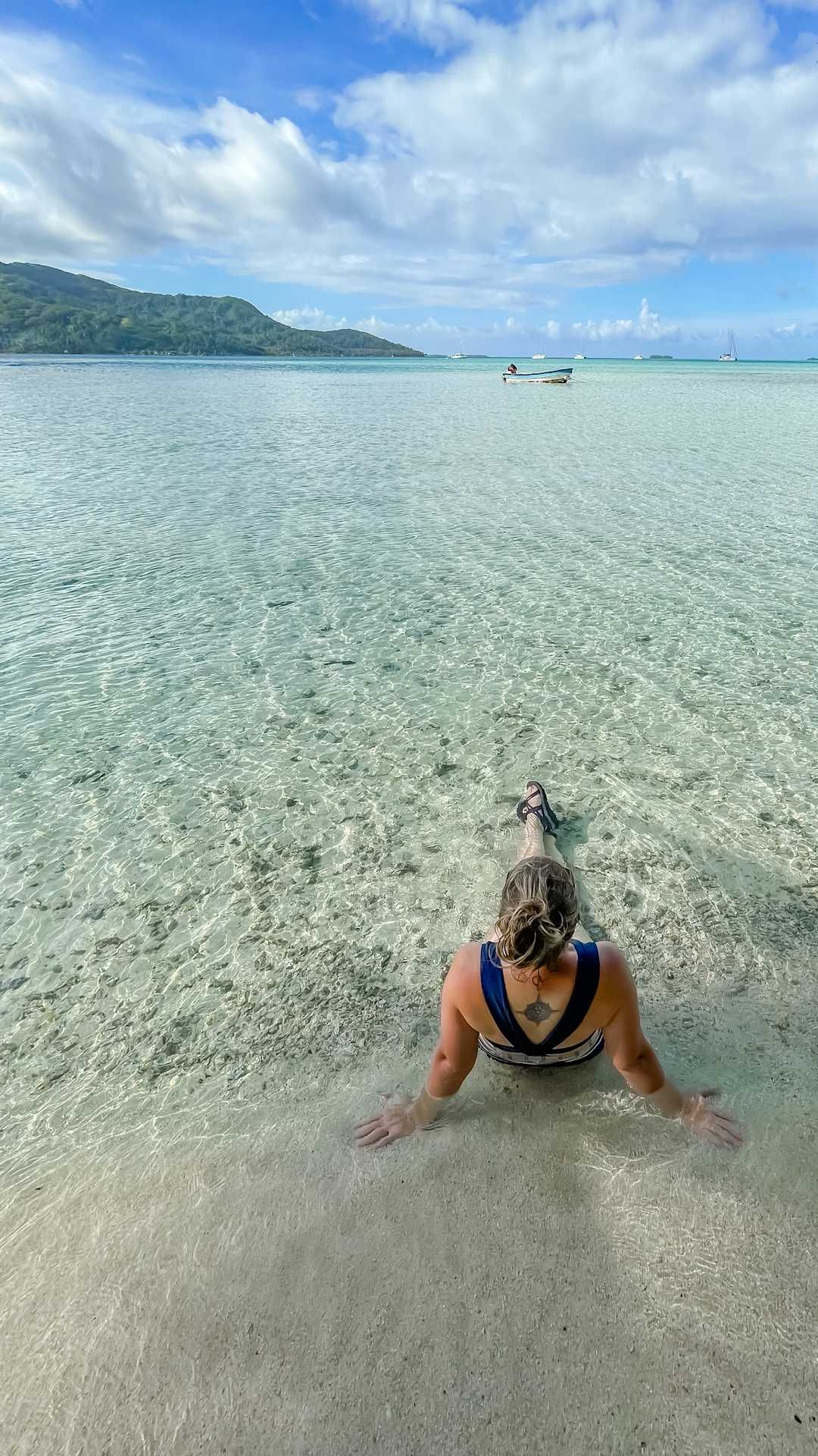 clear beach water in motumahaea 